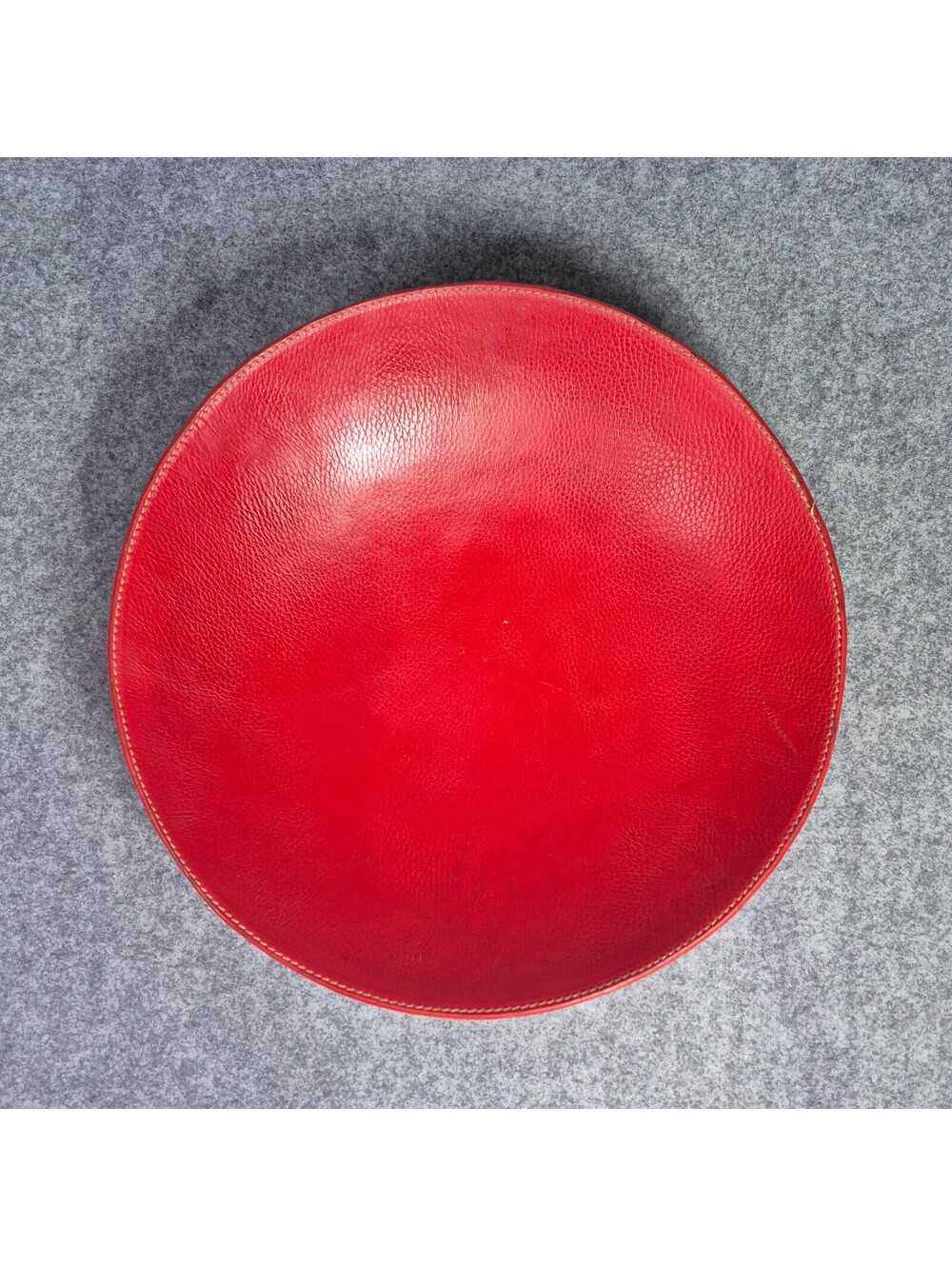 Red Leather Bowl Decorative Sleek Rich Clean Earthy Pebbled Modern 13.5 x3 "